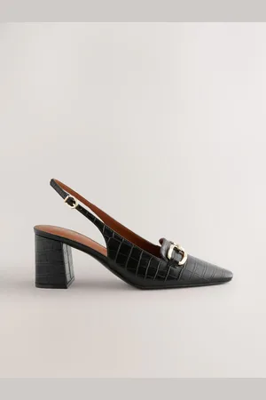 Next Forever Comfort Square Toe Hardware Slingback Block hæle