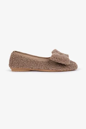 PENELOPE CHILVERS Celeste Shearling Bow Mink Brown Slippers