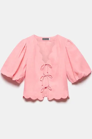 mint&berry Linen Scallop Tie Front Topsmall