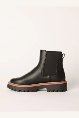 Friends Like These Contrast Faux Leather Chunky Flat Chelsea Boots