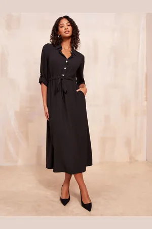 Friends Like These Long Sleeve Midi Shirt Dress36