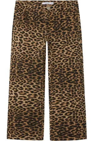 NAME IT Leopard Tryk 100% Cotton Lige bukseben Jeans10 år (140cm)