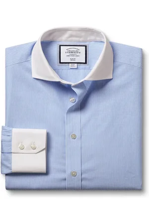 Charles Tyrwhitt Non-iron Winchester Bengal Stripe Cutaway SF 100% Cotton Shirt43cm R (UK 17 R)