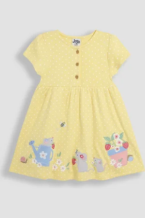 JoJo Maman Bébé Appliqué Button Front 100% Cotton Dress98104cm