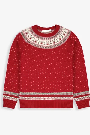 JoJo Maman Bébé Strikket Jul Rensdyr Fair Isle Mønster TrøjeM