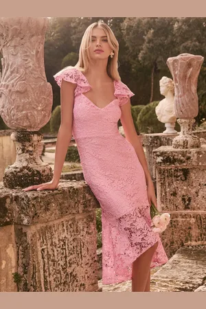 Lipsy London Lace Flutter Sleeve Bodycon Midi Kjole36