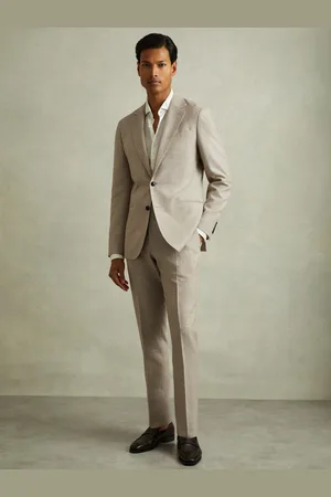 Reiss Elliot Checked Side Adjuster Trousers in Wool-Linen32