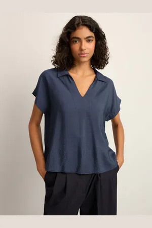 Next Relaxed Fit Short Sleeve V-Neck Overhead Top with Collar38