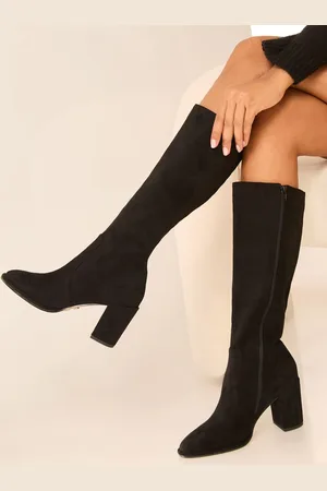 Lipsy London Block hæle Knee High Kunstigt ruskind støvle
