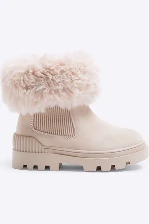 River Island Girls Faux Fur Cuff Boots