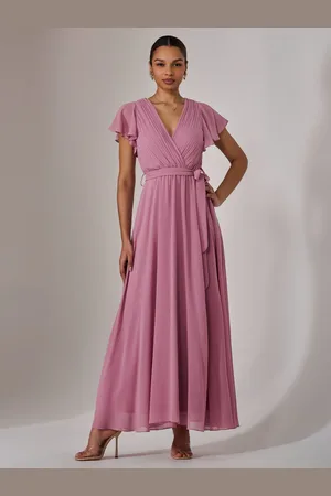 Jolie Moi Chiffon Flutter Sleeve Maxi Dress38