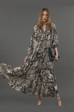 Religion Sunset Tiered Maxi Dress In Abstract Print38