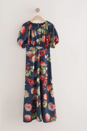 Next Print Puff Sleeve Midi Dress