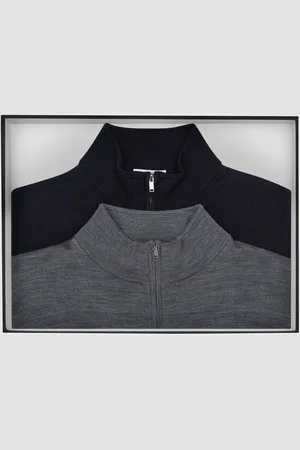 Reiss Blackhall Merino Wool Zip Neck Trøje 2 PakkeXS
