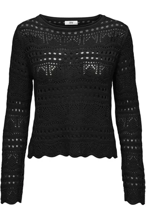 JDY Long Sleeve Knitted Crochet Boatneck Pullover Jumper