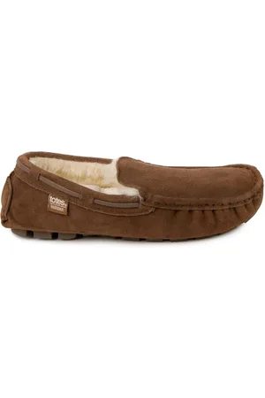 Totes Mens Isotoner Real Suede With Closed Stitch Moccasin Slippers
