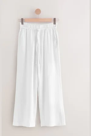 Next Tie Waist Wide Leg Linen Blend Trousers