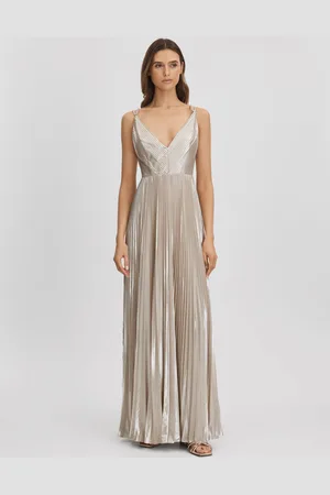 Halston Heritage Metallisk Plisseret Maxikjole40