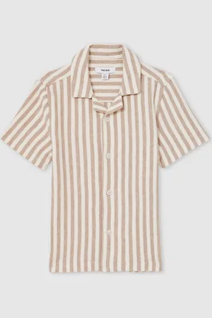 Reiss Trig Textured Stripe Cuban-Collar Shirt128134cm
