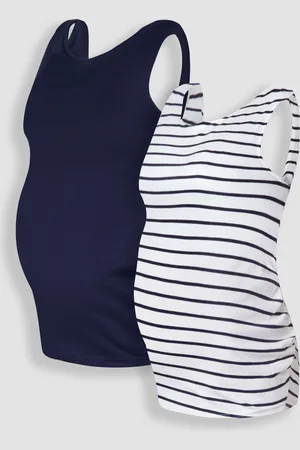 JoJo Maman Bébé 2-Pack Ruched Maternity Vest ToppeS