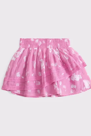 Abercrombie & Fitch Woven Lace Trim Mini Pink Skirt158164cm