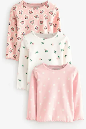 Next Cath Kidston Long Sleeve Ribbed T-Shirts 3 Pack (3mths-7yrs)104110cm