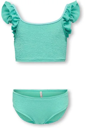 ONLY Blue Crinkle Frill Sleeve Swimsuit11 - 12 år (146 - 152cm)