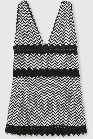 Reiss Sophia Zig-Zag Print Lace-Trim Mini Dress34