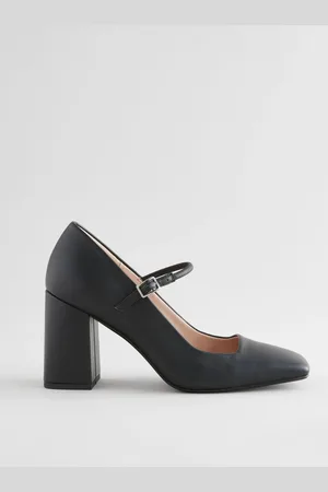 Next Forever Comfort Læder Square Toe Block hæle Mary Jane Sko