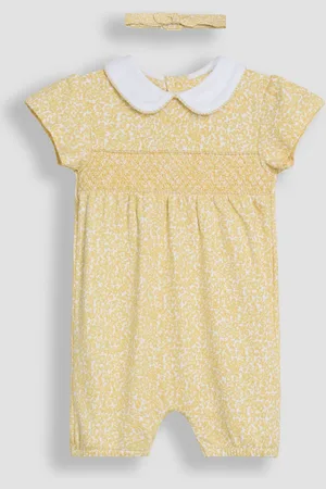 JoJo Maman Bébé Floral Print Smocked Romper and Headband Set5662cm