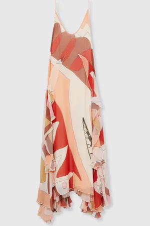 Reiss Sasha Printed Ruffle Trim Maxi Dress36