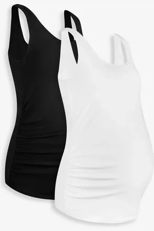 JoJo Maman Bébé 2-Pack Ruched Maternity Vest ToppeL