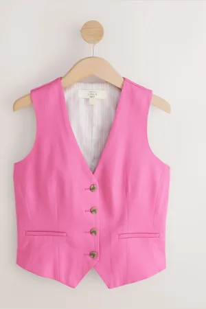 Next Button Through Waistcoat with Linen40
