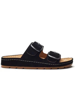 Moda In Pelle Sh Elate Double Strap Flexi Cork Footbed Black Muleseu355