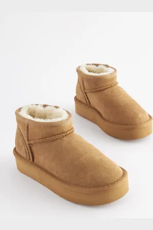 Next Suede Faux Fur Lined Pull On Ankle Boots