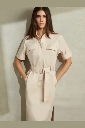 Reiss Aimie Cotton Blend Utility Med bælte Midi Kjole40