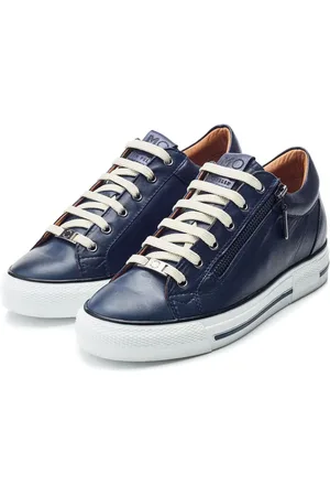 Moda In Pelle Blue Bramleigh Hidden Wedge Leather Trainers With Side Zip Detail
