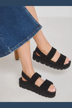 Simply Be Chunky Suede Touch And Close Sandals In Wide Fiteu43