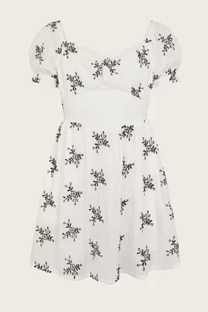 Monsoon Broderie Floral Puff Sleeve Dress158164cm