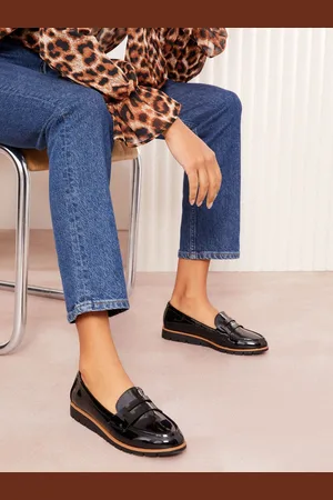 Friends Like These Contrast Rand Low Wedge Faux Leather Loaferseu37