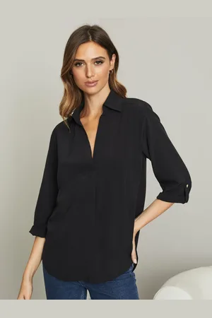 Lipsy London V-Neck 3/4 Sleeve Collared Blouse36