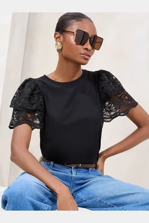 Lipsy London Lace Angel Sleeve T-Shirt38
