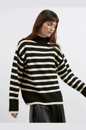 Albaray Stribet Turtle Neck Sort Trøje36