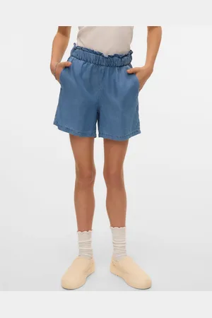 VERO MODA High Rise Lightweight Denim Frill Shorts140146cm