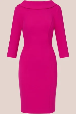 Adrianna Papell Rolled Neck Crepe Midi Sort Kjole36