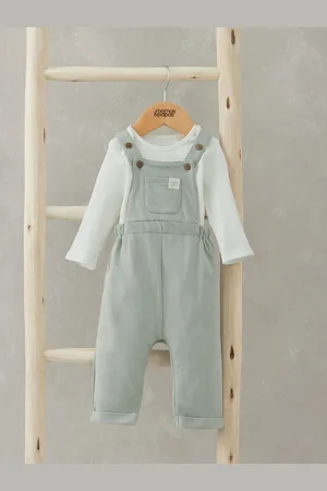 Mamas & Papas Green Sweat Dungaree & Bodysuit Set6268cm