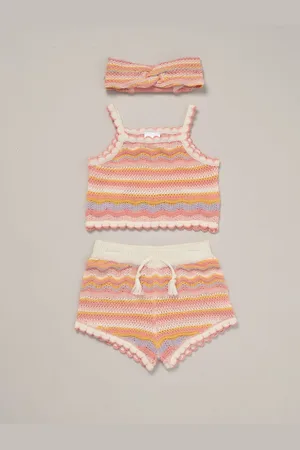 MISS Red 100% Cotton True Knit Top Shorts and Headband Outfit Set9298cm