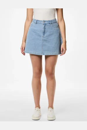 Pieces® 100% Cotton A Line Denim Mini SkirtL 12