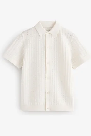 Next Short Sleeve Knitted Button Through 100% Cotton Polo Shirt (3-16yrs)14 år (164cm)