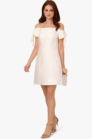 Adrianna Papell Scallop Neck Short White Dress42